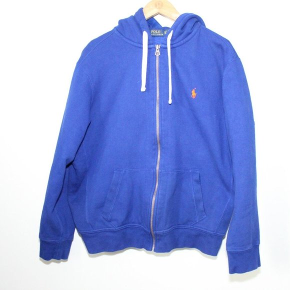 Polo Ralph Lauren RL Fleece Full-Zip Hoodie Sweatshirt Blue Men's Size XL H12461 - Picture 2 of 10